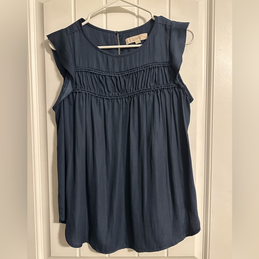Loft Navy Sleeveless Blouse